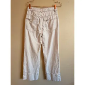 Zara Wide Leg Jeans Women Size 4 Off-White‎ Front Seam High Rise Cropped Denim thumbnail 4