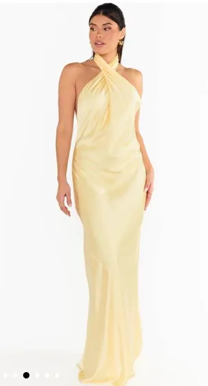 NWOT SHOW ME YOUR MUMU - Jasmine Halter Maxi Dress Pale Yellow size small thumbnail 3