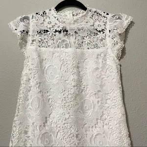 Cupcakes & Cashmere White Lace Cap Sleeve Sheath Dress Mini M Formal Bridal NEW thumbnail 3