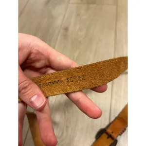 Vintage Tan Genuine Leather Belt Brass Distressed Buckle Made in Italy 40/42 thumbnail 4