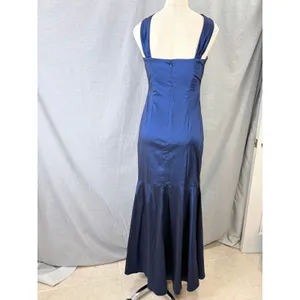 David Meister Sapphire Blue Jewel Embellished‎ Halter Mermaid Gown 4 thumbnail 5