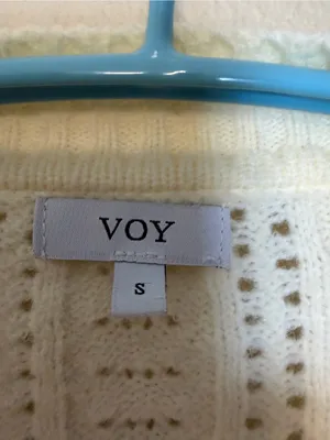 Avara Voy Cream Ruffle-Front Knit‎ Crop Cardigan Size Small thumbnail 4