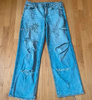American Eagle Stovepipe Doodled Jeans thumbnail 3