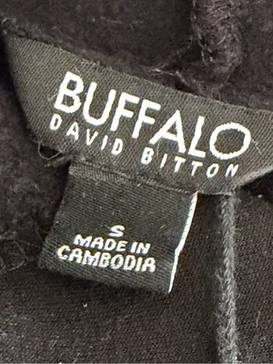 Buffalo by David Bitton - Black Hoodie with White Drawstrings thumbnail 2