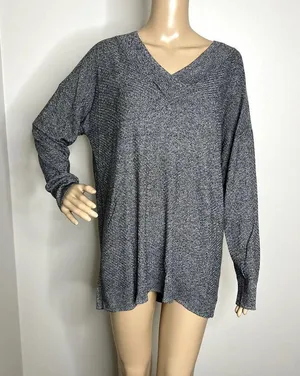 Apt 9 Gray V Neck Knit Sweater thumbnail 8