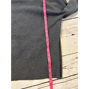 J. Crew Ribbed Stretch Asymmetrical Grey Sweater Large Cardigan thumbnail 7