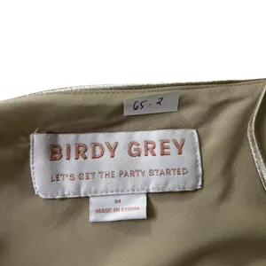 Birdy Grey Champagne Satin Slit Bridesmaid Formal Dress Women Size Medium | 65-2 thumbnail 6