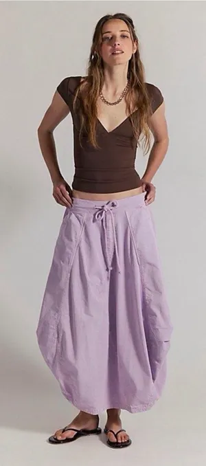 Free People Willow Poplin Maxi Skirt in Pink Lavender Size XS thumbnail 1
