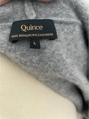 Quince Mongolian Cashmere Gray Full-Zip Hoodie Sweater L thumbnail 2