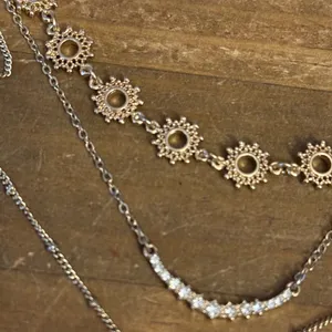 Express gold tone triple layered rhinestone Y necklace thumbnail 5