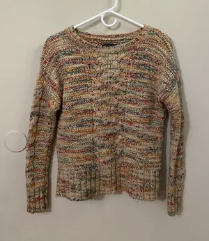 American Eagle Outfitters Multicolor Cable Crewneck Sweater thumbnail 1