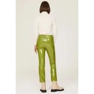 RTR SZ 30/10 green faux leather straight leg simon miller pants trouser patent thumbnail 2