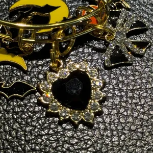 NEW Halloween Spooky Charm Bracelet Gold Rhinestone Bat Cat Witch Moon thumbnail 5