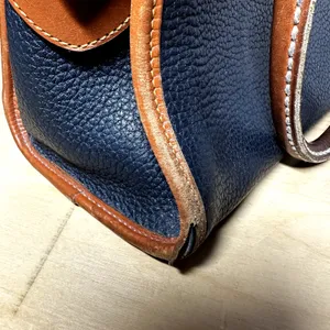 Vintage Dooney & Bourke Satchel All Weather Leather Pebble Brass Buckle Navy thumbnail 7