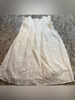 Eyelet Mini Dress in Off thumbnail 7