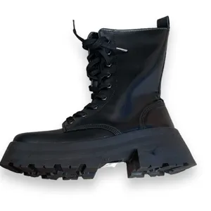 ASOS DESIGN Wide Fit Albany Boots Chunky Lug Sole Lace-Up Black Size 8 - ASOS thumbnail 3