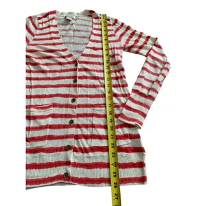 Lucky Brand Cardigan XS Red White Striped Button Front Pockets Nautical Core‎ thumbnail 8