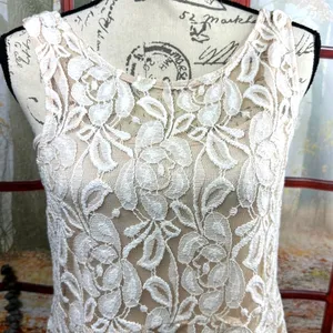 Free People Lace Sleeveless Mini Dress Beige M thumbnail 5