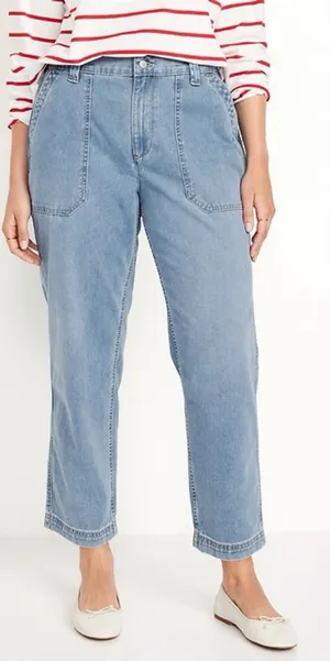 NWT Old Navy High-Waisted OGC Chino Tapered Straight Pants in Medium Wash XL thumbnail 1