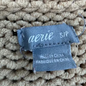 Aerie Women's Small Chunky Knit V-Neck Sweater Tan Chenille Pullover Top thumbnail 4