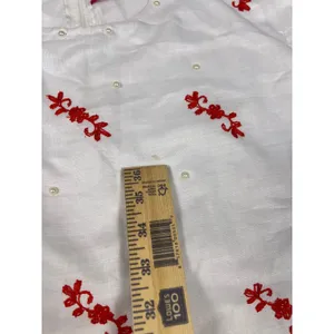 VTG Monirul Garments W XL White Red Embroidered Pearl Scalloped Blouse Top India thumbnail 9