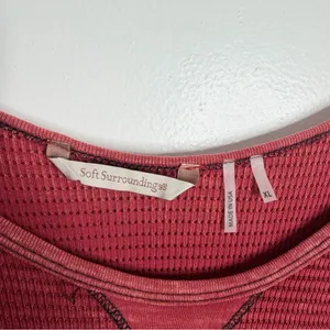 Soft Surroundings Tao Tunic XL Faded Thermal Accent‎ Cuffs Top Rust Red Boho thumbnail 3