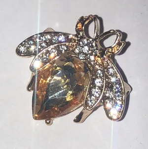 Elegant Gold Tone CZ Rhinestone Bee Scatter Pin Brooch thumbnail 1