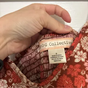 Band of Gypsies Orange, Red, and Pink Floral Patterned Sun Dress Size Small thumbnail 2