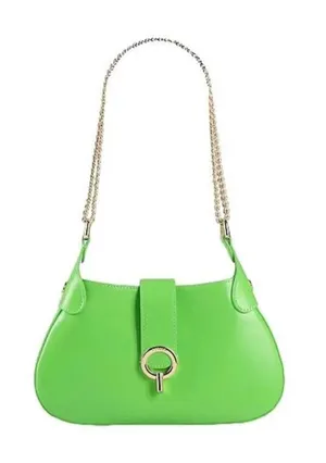 NEW Sandro Janet Leather Bag Green Crossbody Chain thumbnail 1