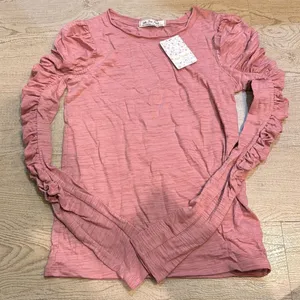 Nwt Free People‎ Xs Natasha Puffed Shoulder Ruched Long Sleeve Top In Blush thumbnail 1