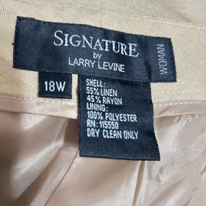 Larry‎ Levine Womens Linen Blend Pants 18W Tan Tailored Minimalist Quiet Luxury thumbnail 6