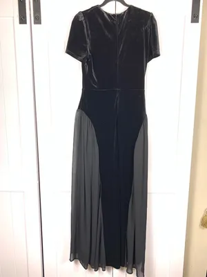 NOTUS Evening Gown Womens M Black Velvet Sheer Maxi Dress Formal Holiday NWT thumbnail 3