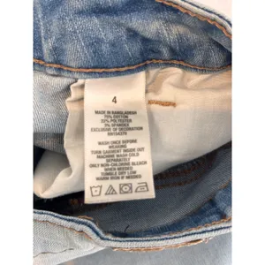 Aero Super High Rise Midi Distressed Denim Shorts Light Wash Button Fly‎ Size 4 thumbnail 6