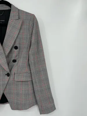 Banana Republic Glen Blazer Jacket Plaid Print Double-Breasted Stretch Size 2 thumbnail 11