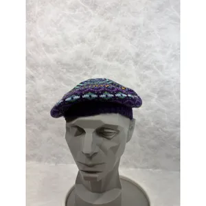 Joe Boxer Purple Fair Isle Knit Beret Hat OSFM Acrylic Boho Tam thumbnail 3