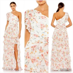 Mac Duggal 55810 Womens Floral Ruffle One Shoulder Gown Dress thumbnail 2