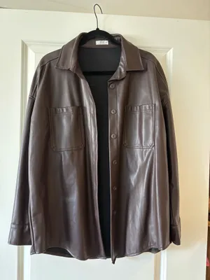 Brown Faux Leather Jacket Size M thumbnail 1