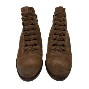 Free People Loveland Ankle Boot Size 39 US 9 Brown Suede Snake Embossed Boho thumbnail 5