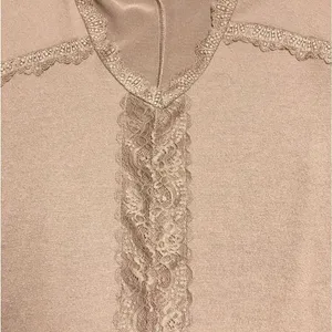 Self E V Neck Long Sleeve Crop Sweater With Lace Trim thumbnail 2