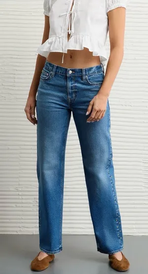 American Eagle Stretch Studded High-Waisted Stovepipe Jean thumbnail 1