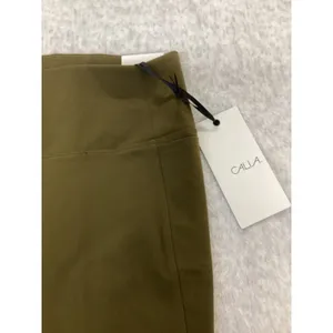 CALIA Womens Essential High-Rise Straight Leg Pant Dark‎ Khaki Olive Large NWT thumbnail 2