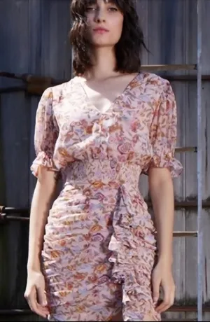 Walter Baker‎ Mars Floral Ruched Mini Dress Size: 4 thumbnail 1