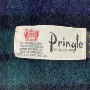 Vintage Pringle Of Scotland Scarf Womens One Size Green Cashmere‎ Plaid Fringe thumbnail 3