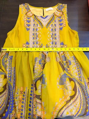 Altar’d State Paisley Boho Babydoll Dress Large Sleeveless Chartreuse Festival thumbnail 8