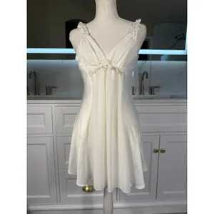 Flora Nikrooz Slip Dress Womens Small Ivory Satin Floral Strap Chemise thumbnail 13