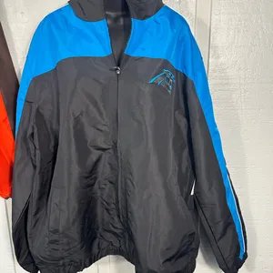 NFL Carolina Panthers Blue and Black Full Zip Windbreaker Size XL NWOT thumbnail 2