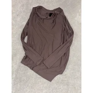 womens heather a‎ symmetrical hem brown long sleeve Small Brown Modal USA thumbnail 3