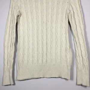 Gap Off White Minimalist Clean Girl Cable Knit Neck Sweater S Autumn Fall Casual thumbnail 3