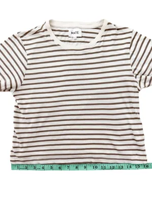 MATE the Label Cropped Striped Crewneck Tee Olive S thumbnail 7