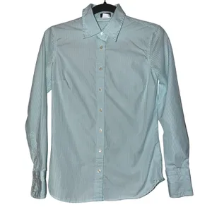 J Crew‎ Striped Button Down Shirt Light Blue White Cotton Womens XS thumbnail 1